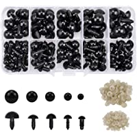 NATUCE 142PCS Negro Ojos de Seguridad Ojos de Plastic- 6-12mm Ojos Seguridad de Plástico- Ojo de Seguridad- Negro Ojos…